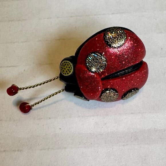 Joyce Fritz Yipes Red Glitter Ladybug Pin Brooch Womens Jewelry Artsy Bug - Picture 2 of 6